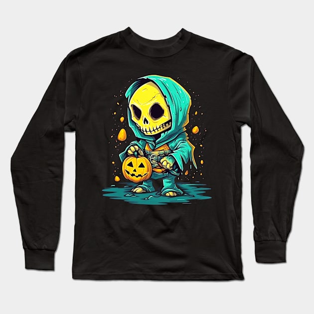 Eerie Halloween Ghoul Art - Spooky Season Delight Long Sleeve T-Shirt by Captain Peter Designs